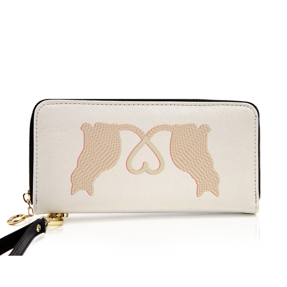 CAT LOVE  - Women's PU Leather Wallet around Long Clutch Purse